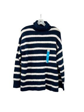 PRIMARK CARES Striped Knit Sweater Turtleneck Navy/White Small New